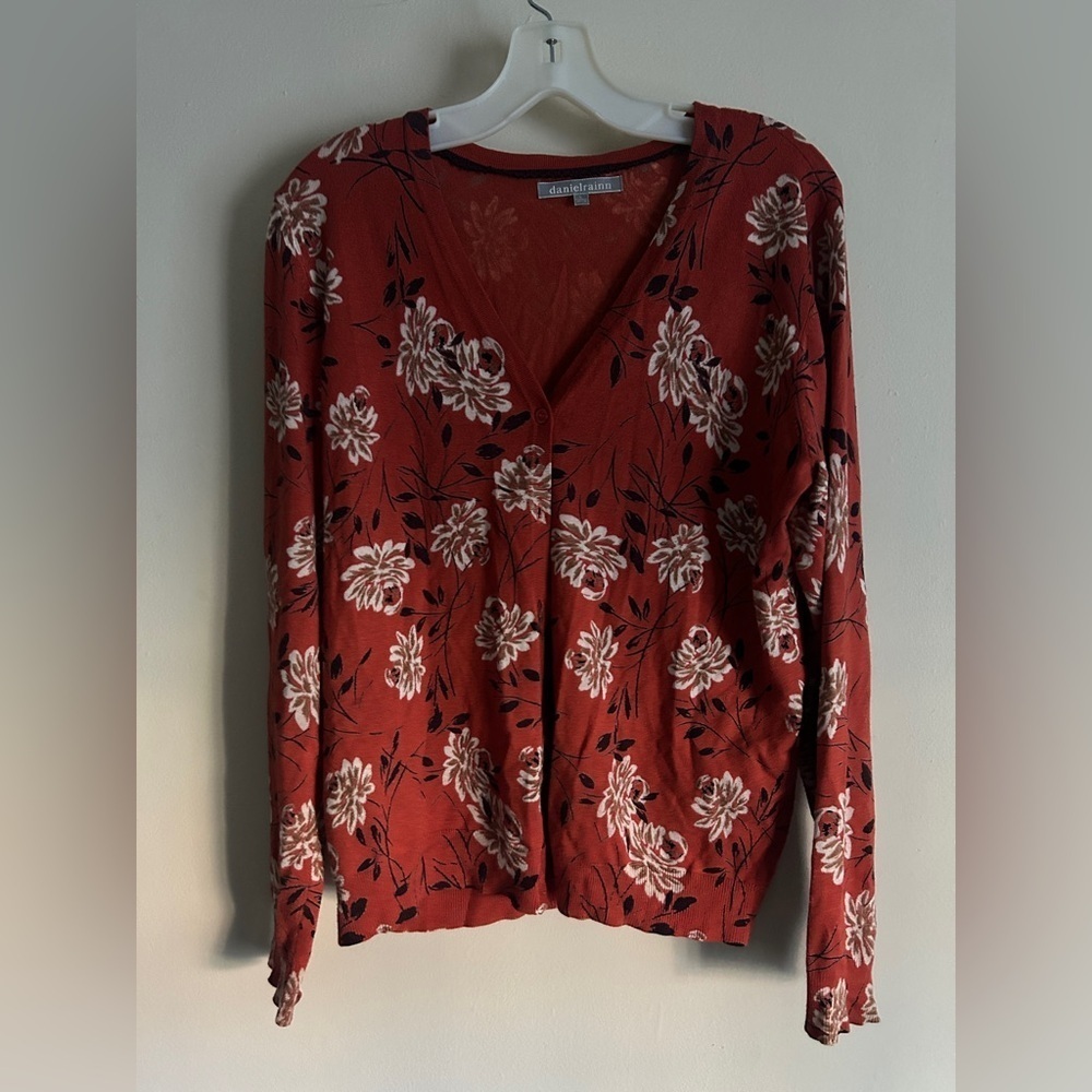 Daniel Rainn Women’s V-neck Cardigan Burnt Orange L